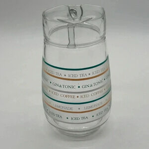 Vtg CULVER FROSTED GLASS ICED TEA COFFEE GIN TONIC LEMONADE Pitcher MCM retro‎